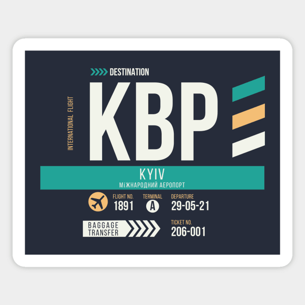 Kyiv (KBP) Airport Code Baggage Tag Magnet by SLAG_Creative